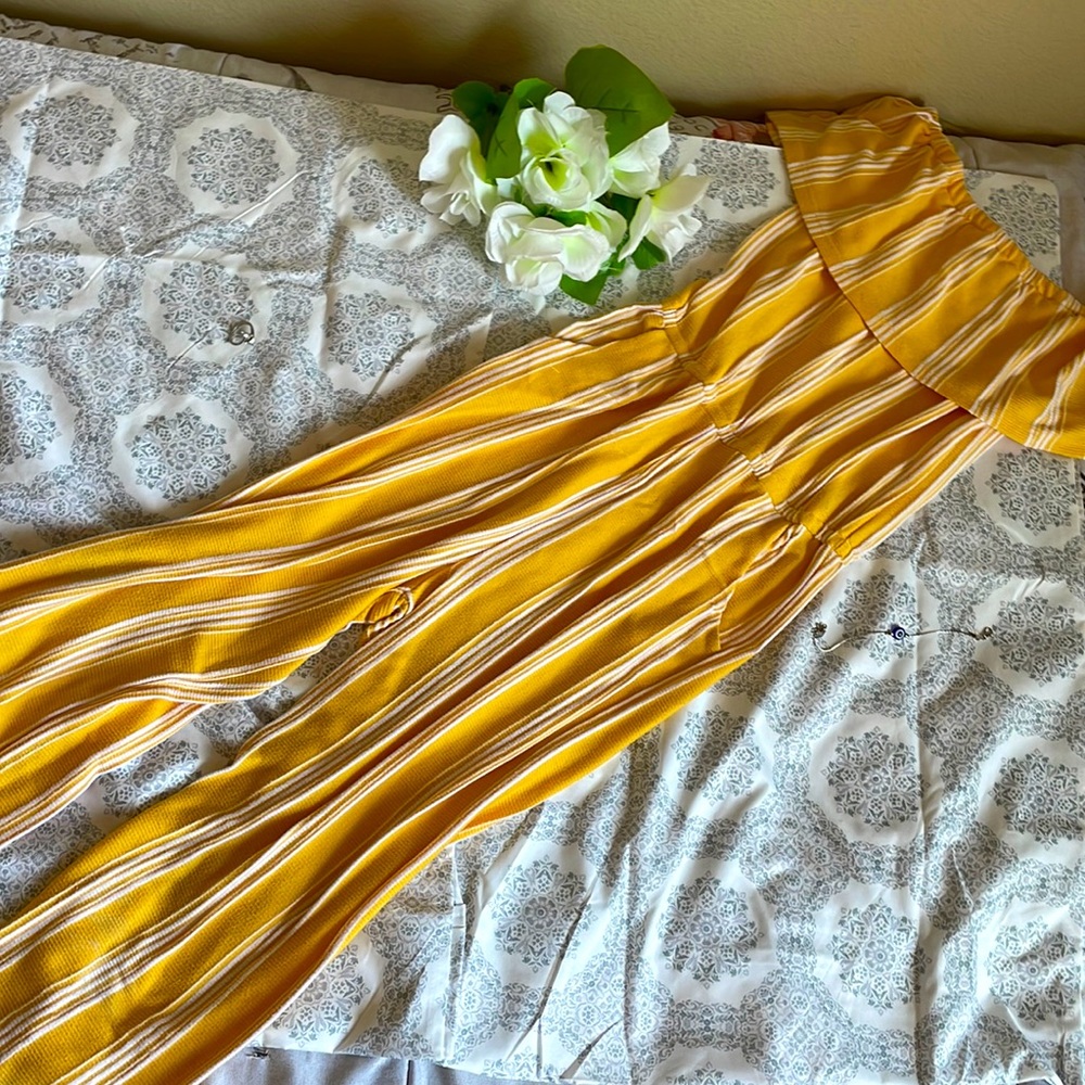 Yellow and white jumpsuit